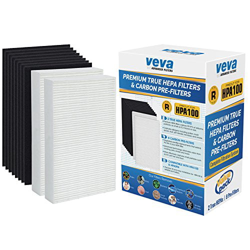 104 HA106 & Filter R by VEVA Complete Premium 2 HEPA Replacement Filter Pack Including 8 Activated Carbon Pre Filters Precut for HPA100 compatible with Honeywell Air Purifier 090 100 094 105 